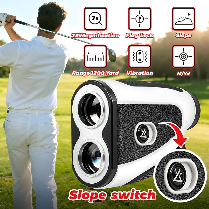 NOVOPUTT Golf Range Finder with Slope -1200 Yards Laser Rangefinder for Golf & Hunting,7X Magnification,Flag Locking Vibration,USB-C Rechargeable & Magnet Stripe,Best Golf Accessories Gift with Hard Shell Case - Image 4